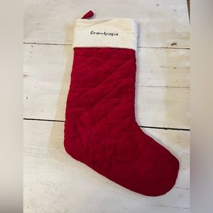 LL Bean Classic Christmas Stocking with Green Embroidered “Grandpapa”- NWOT
